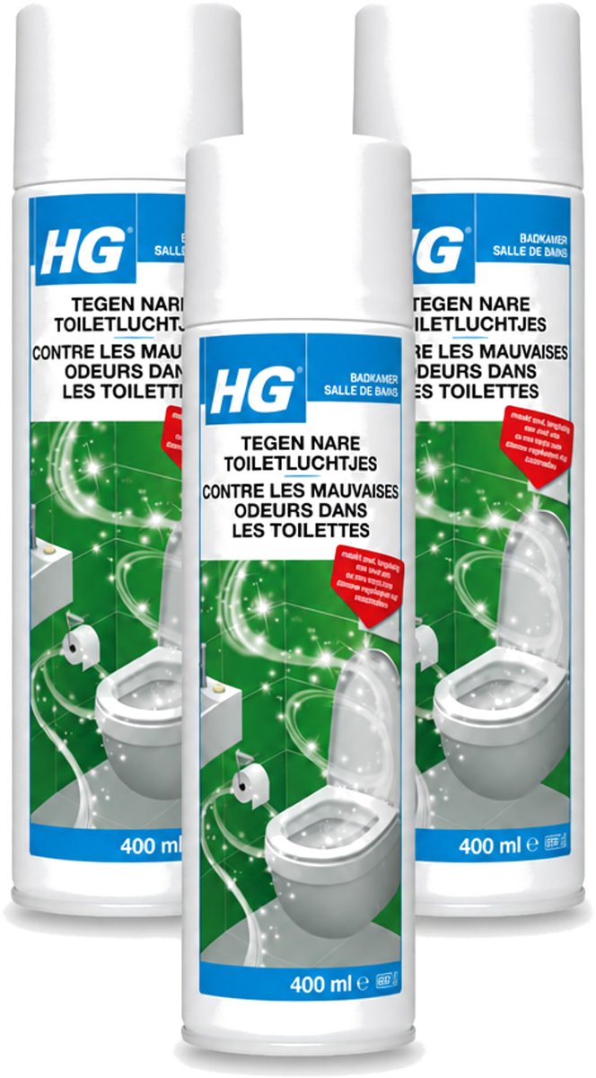 3 x HG - Tegen Nare Toiletluchtjes - Neutraliseert Alle Luchtjes - Natuurlijk Zuiveringsproces - 400 ml - Voordeelverpakking - 3 stuks