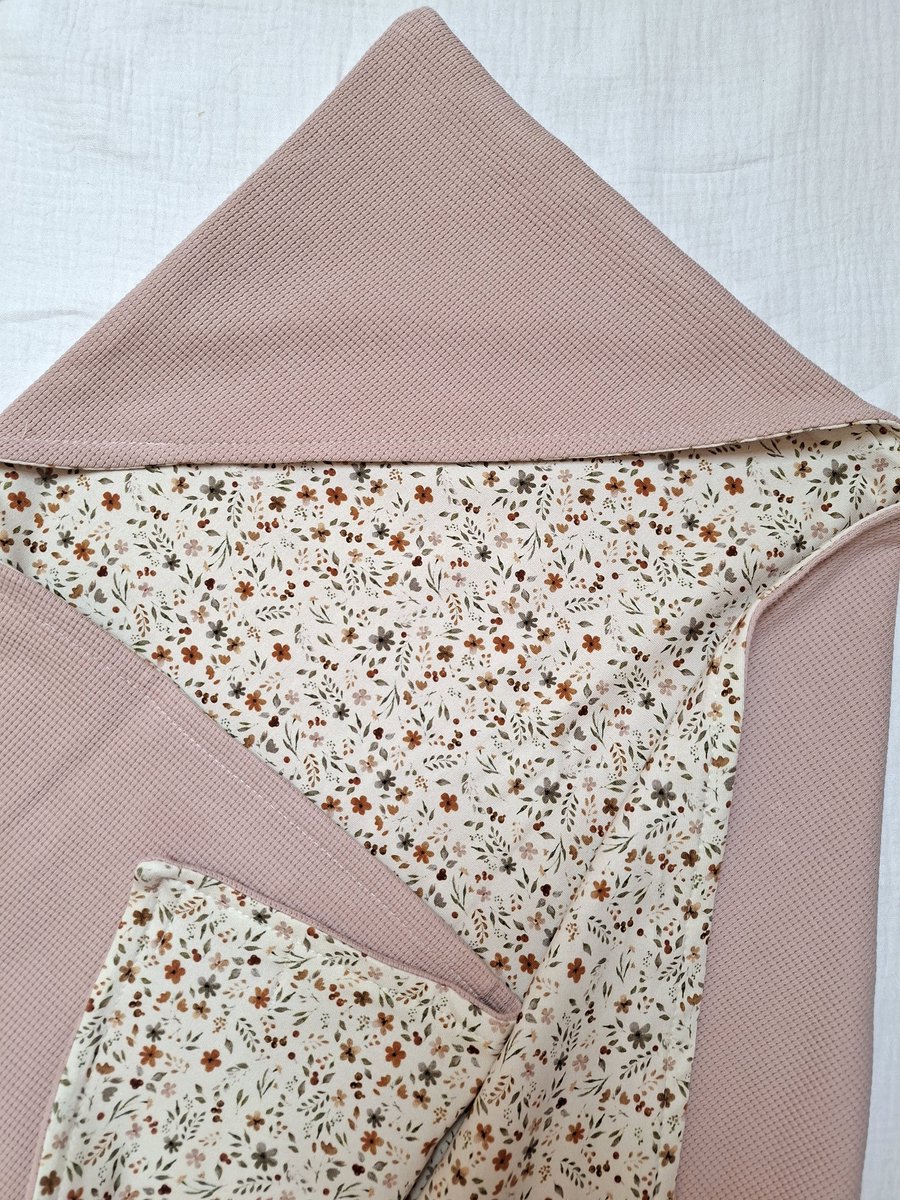 Oogappel Millefleurs Tricot Wafelstof & Jersey Wikkeldeken Wikkeldoek Omslagdoek Baby 75x75 cm-Roze
