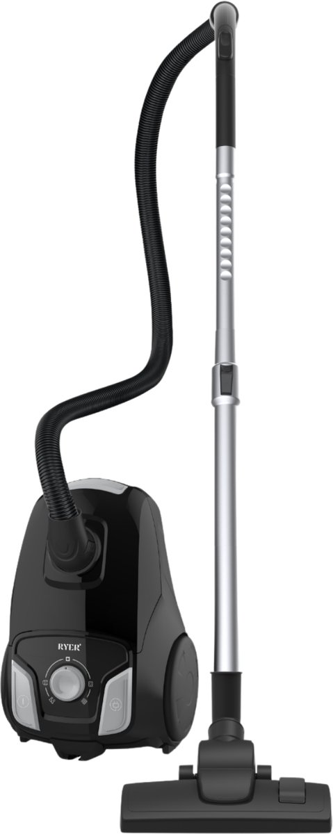 RYER MotionFlex Stofzuiger met Zak – 800W – 3L Stofzak – Regelbare Zuigkracht – Parket- & Tapijtborstel – Telescopische Buis – Zwart