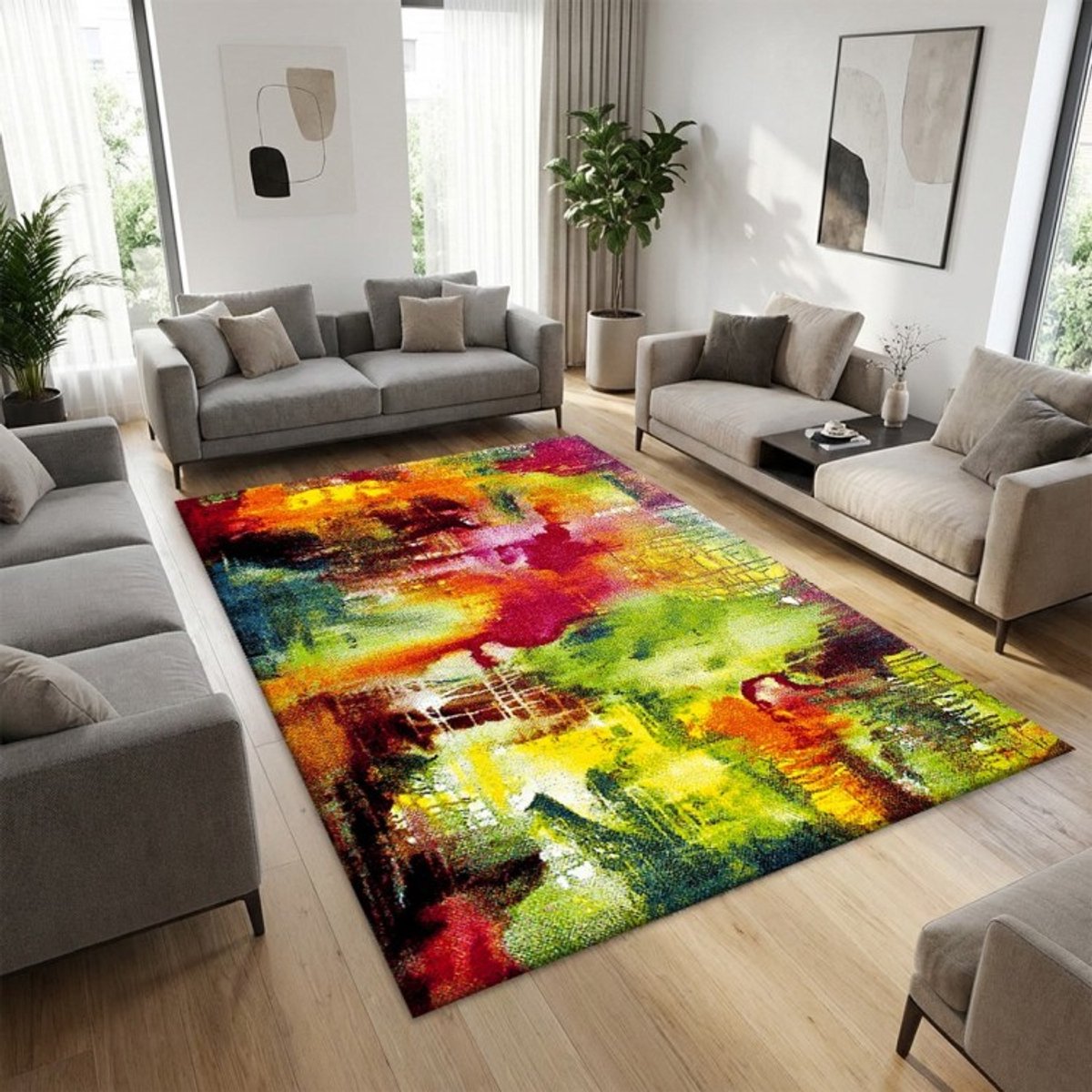 TapisTrend Designer tapijt Multicolor 160x230 cm Veelkleurig abstract vloerkleed met een artistiek schildereffect en levendige kleuren