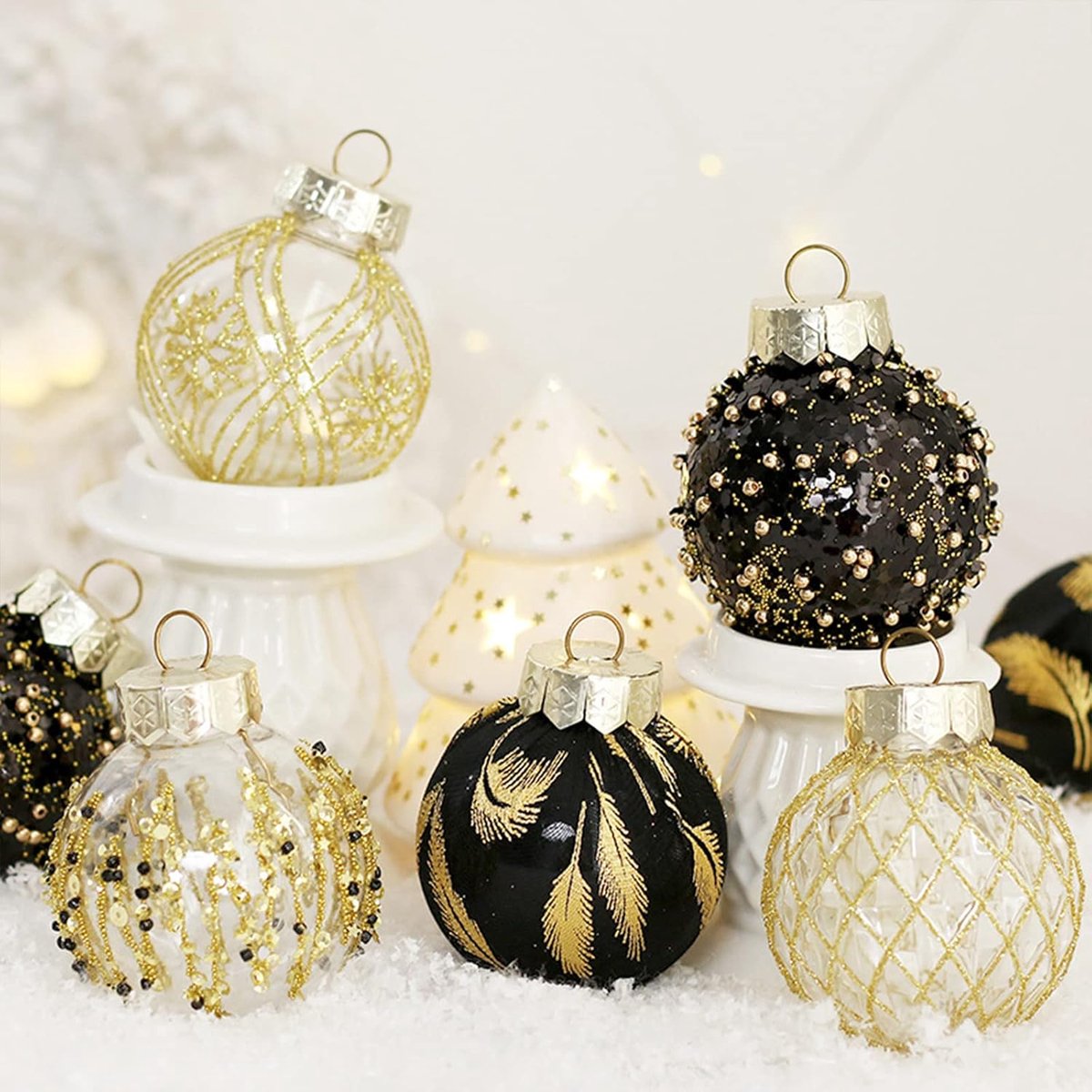 25-delige kerstornamenten set – Kleine - onbreekbare kerstballen van 6 cm – Ideaal voor kerst- - bruilofts- en feestdecoratie – Zwart – foto 6
