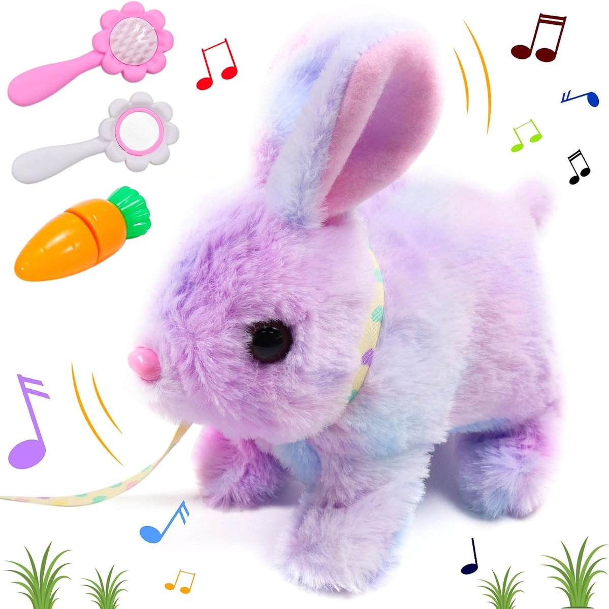 Konijnenspeelgoed, interactief elektronisch huisdieren, realistisch knuffeldier, konijnenspeelgoed, Pasen, pluche konijnenspeelgoed met geluiden, wiebelen, konijnen, kinderen, jongens