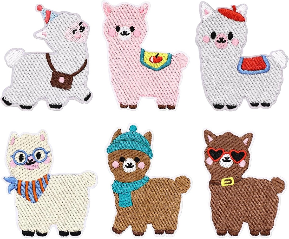 6 Stuks Schattige Dierlijke Strijkapplicaties Kinder Lama Patch Om Op Te Strijken, Vrolijke Strijkstickers Voor Kleding DIY Herstel & Versiering, Textieldecorati