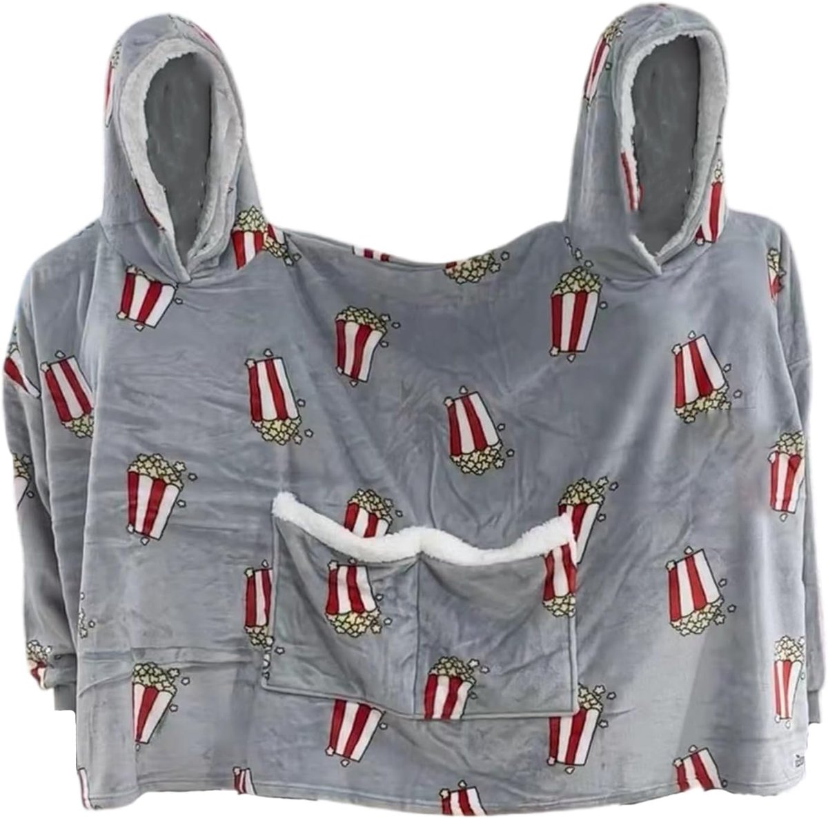 Dubbele Pyjama voor Koppels Creatieve Pyjama's Verdikte Pyjama met Capuchon Comfortabele Huiskleding met Zakken,Grijs,One Size