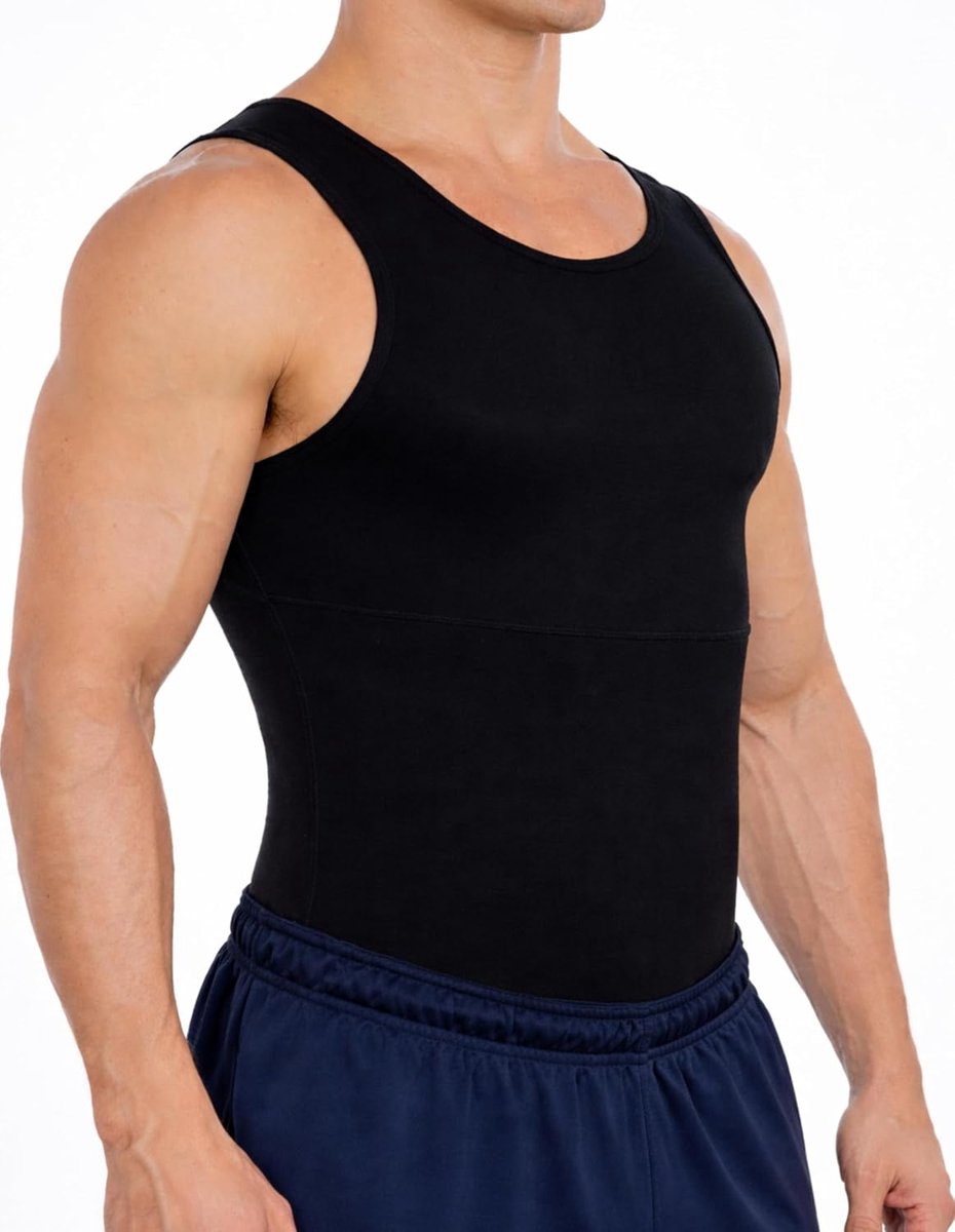 Apparel Max Compressieshirt voor heren, corrigerend shirt voor borst en buik, shapewear ondershirt, slankmakende tanktop voor heren