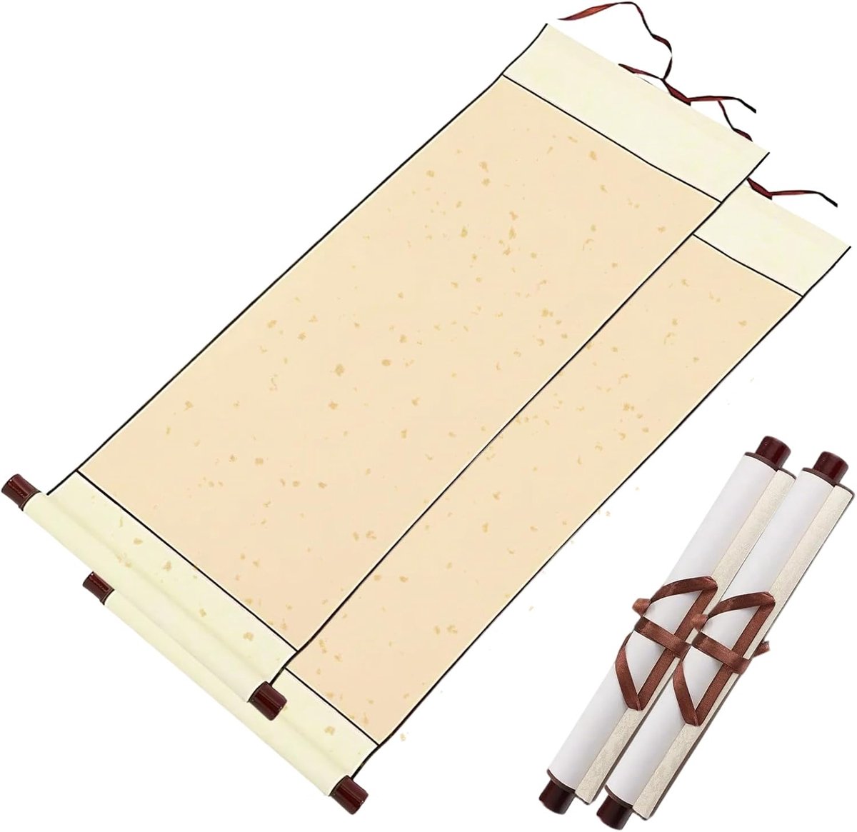 2 stuks Chinese kalligrafie schilderrol, 80 x 30 cm, rollen Xuan rijstpapier muur (goud)