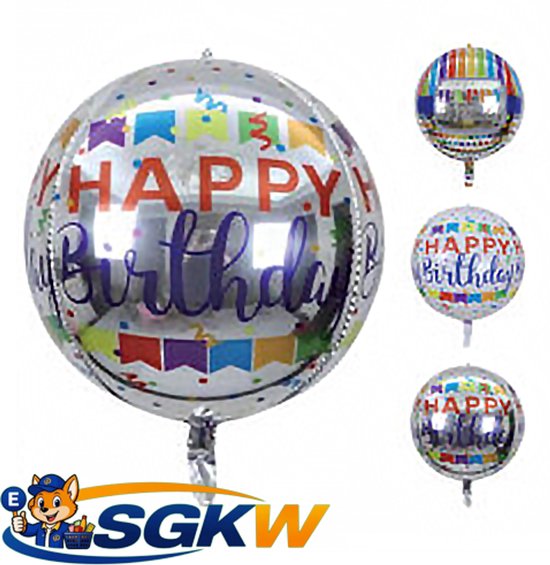 Ballon Happy Birthday - folie ca. 35cm - Wit