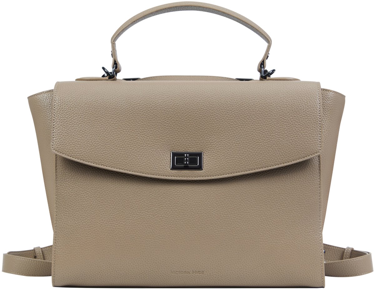 Victoria Hyde “Potter” - Rugzak/Schoudertas/Handtas - Dames Tas - rugzak voor laptop tot 13 inch - rugzak met trolleyband - rugzak dames reizen - Meerdere vakken - werkverkeer en reizen - Nude