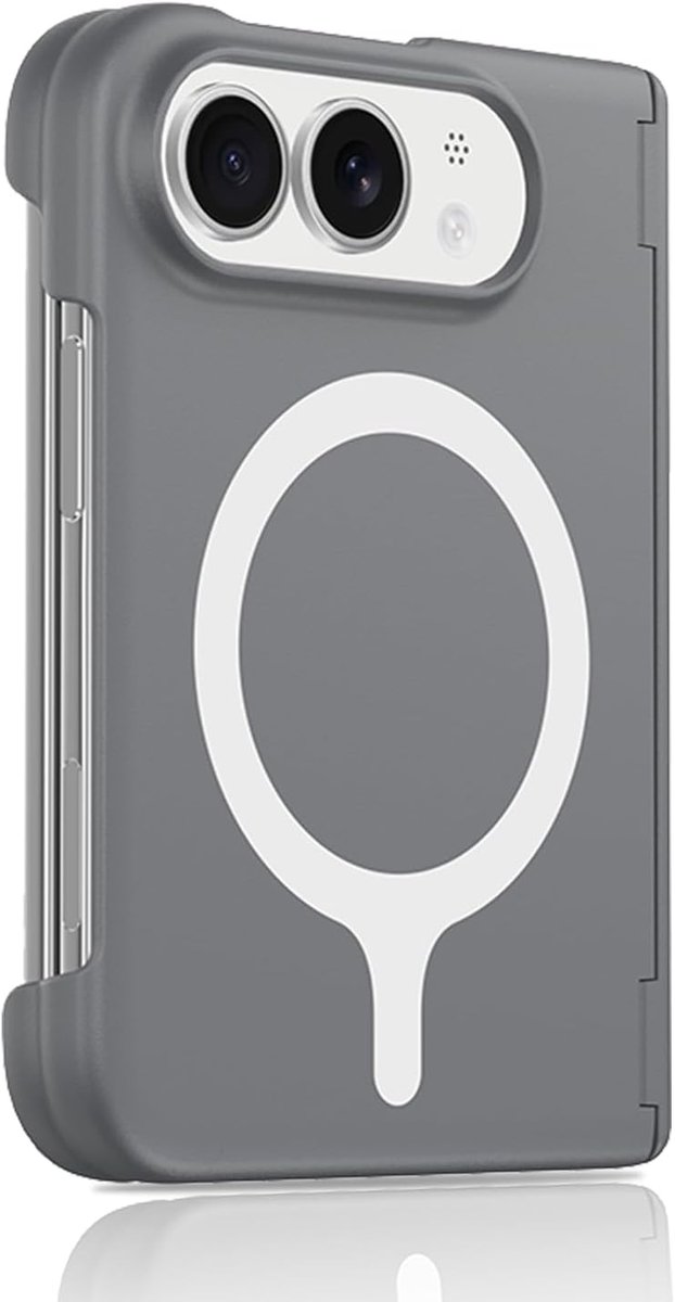 Magnetisch Hoesje - Geschikt voor iPhone Duo - PC Beschermhoes - MagSafe Compatibel - Volledige Camerabescherming - Schokabsorberend - Krasbestendig - Grijs