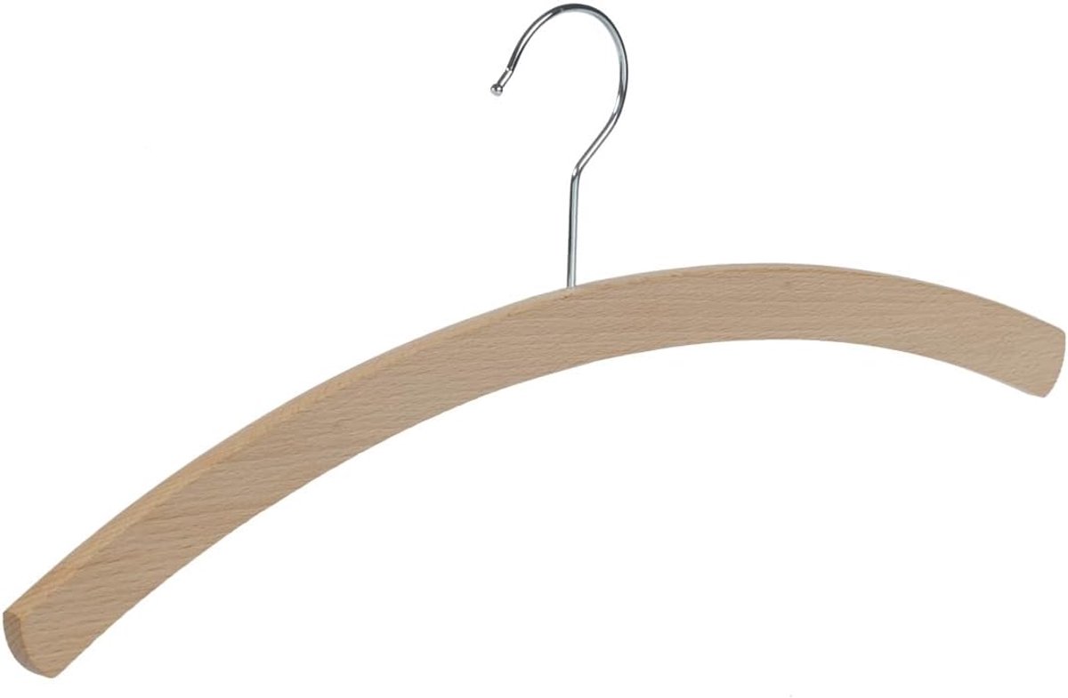 Kleerhanger, Blousehanger, set van 10 Stuks, Beukenhout, Naturel, Gelakt, Blouse, Shirt, Overhemd, Jas, 360° Draaibare Haak, 42 cm (1509_2/42_59_M/10)