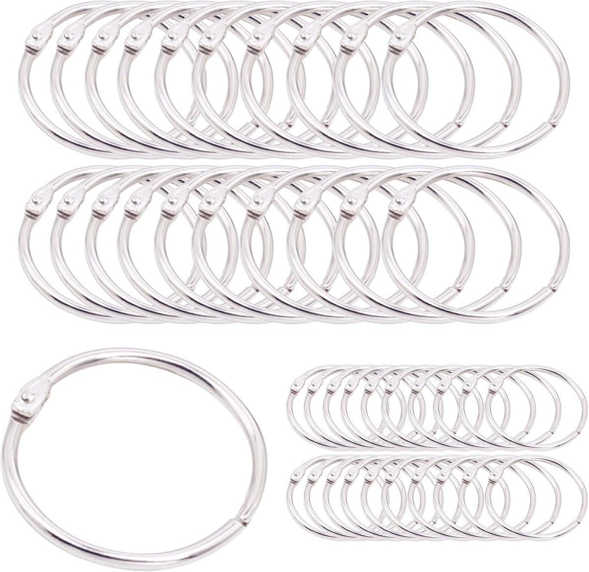 Ringen 50 mm om te openen ronde ringen metalen clips voor gordijnen en gordijnroeden -Zilver