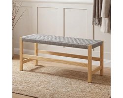Chairus Halbank, entreebank, vintage houten bedbank voor slaapkamer, keuken, eetkamer, houten bank voor woonkamer, 32 x 90 x 42 cm, grijs