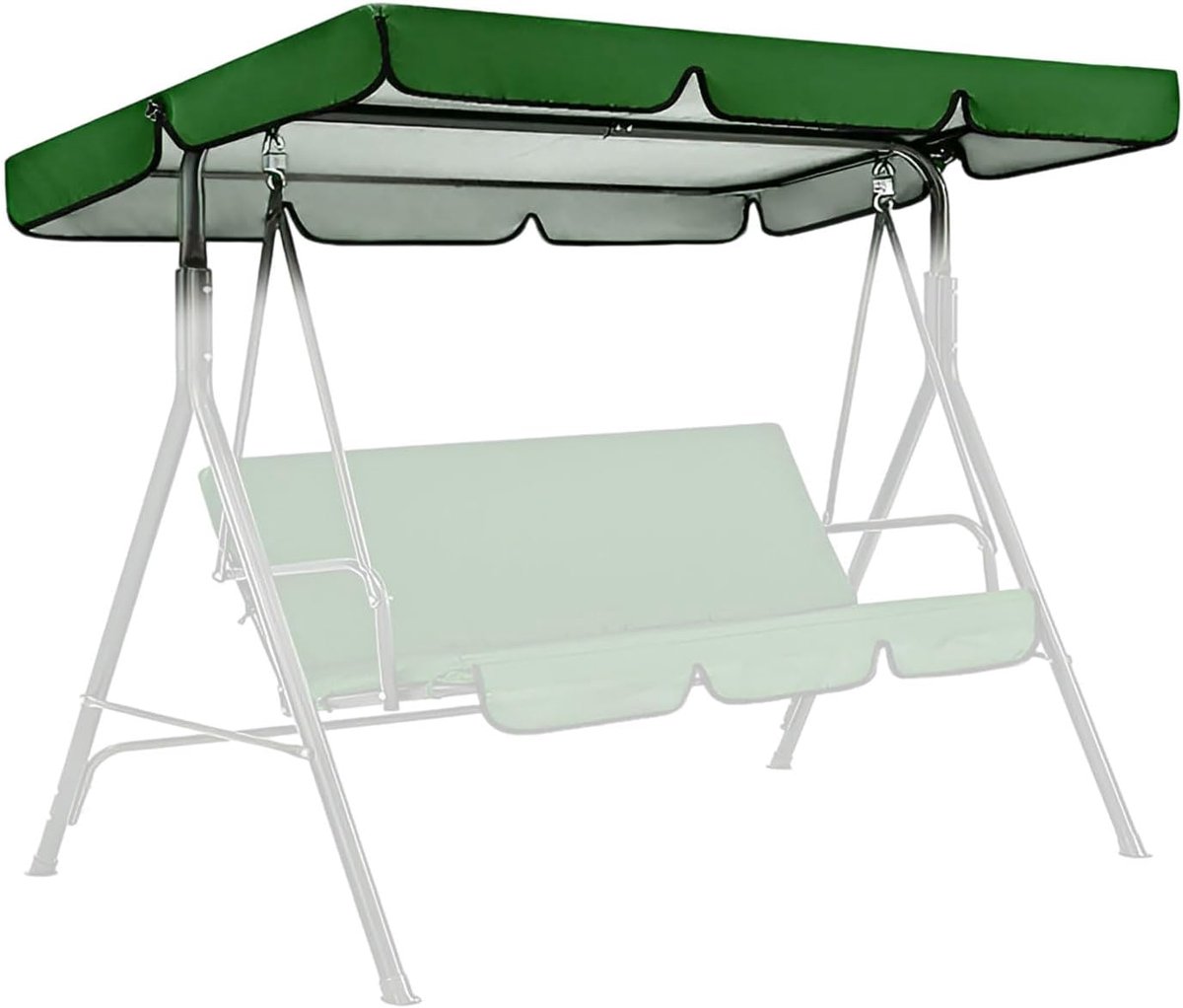 Schommelbank, dakhoes, 249 x 185 cm, waterdicht, duurzaam dak, universeel vervangend dak voor tuinschommel, Oxford-doek, schommelbank, zonnedak, 3-zits, uv-bescherming, 210D (groen)