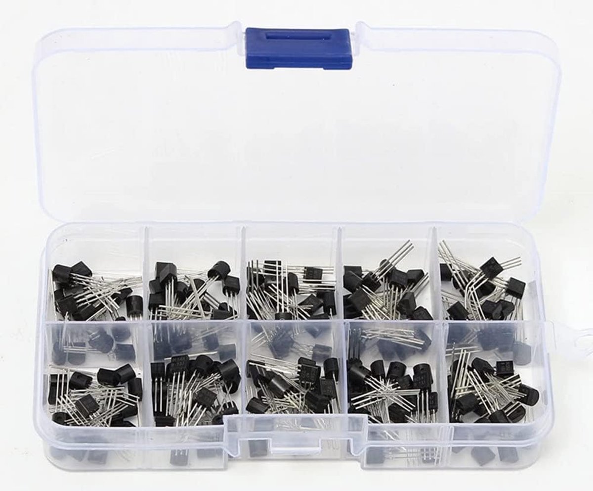 10Values 200PCS NPN PNP Power Transistor Assortiment Diverse Kit BC327-BC558 met Clear Plastic Box
