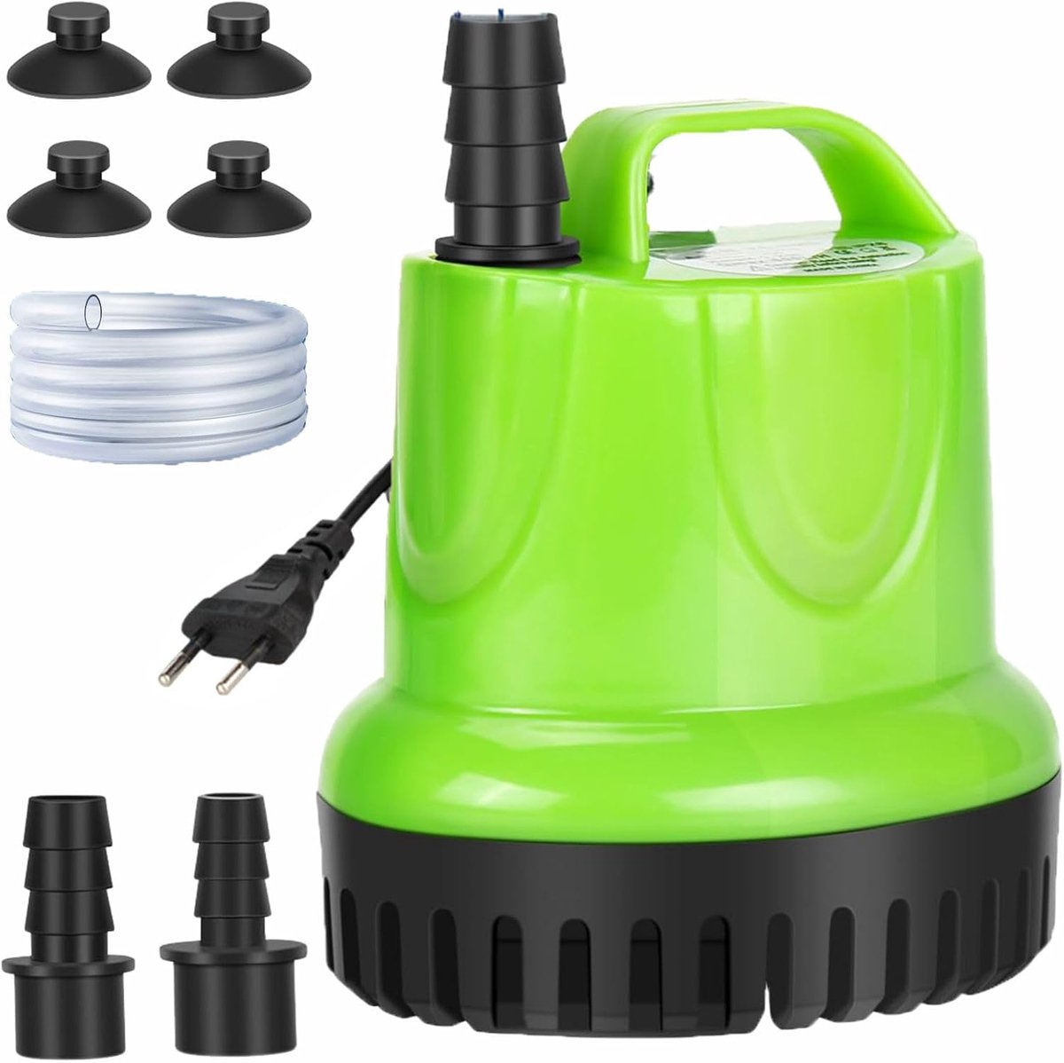 20 W, 1500 l/u, dompelpomp, klein, met 3 sproeiers en 1,5 m slang, ultra stille aquariumpomp, onderwater, fonteinpomp, voor tuinen, aquarium, vijver, fontein (groen)