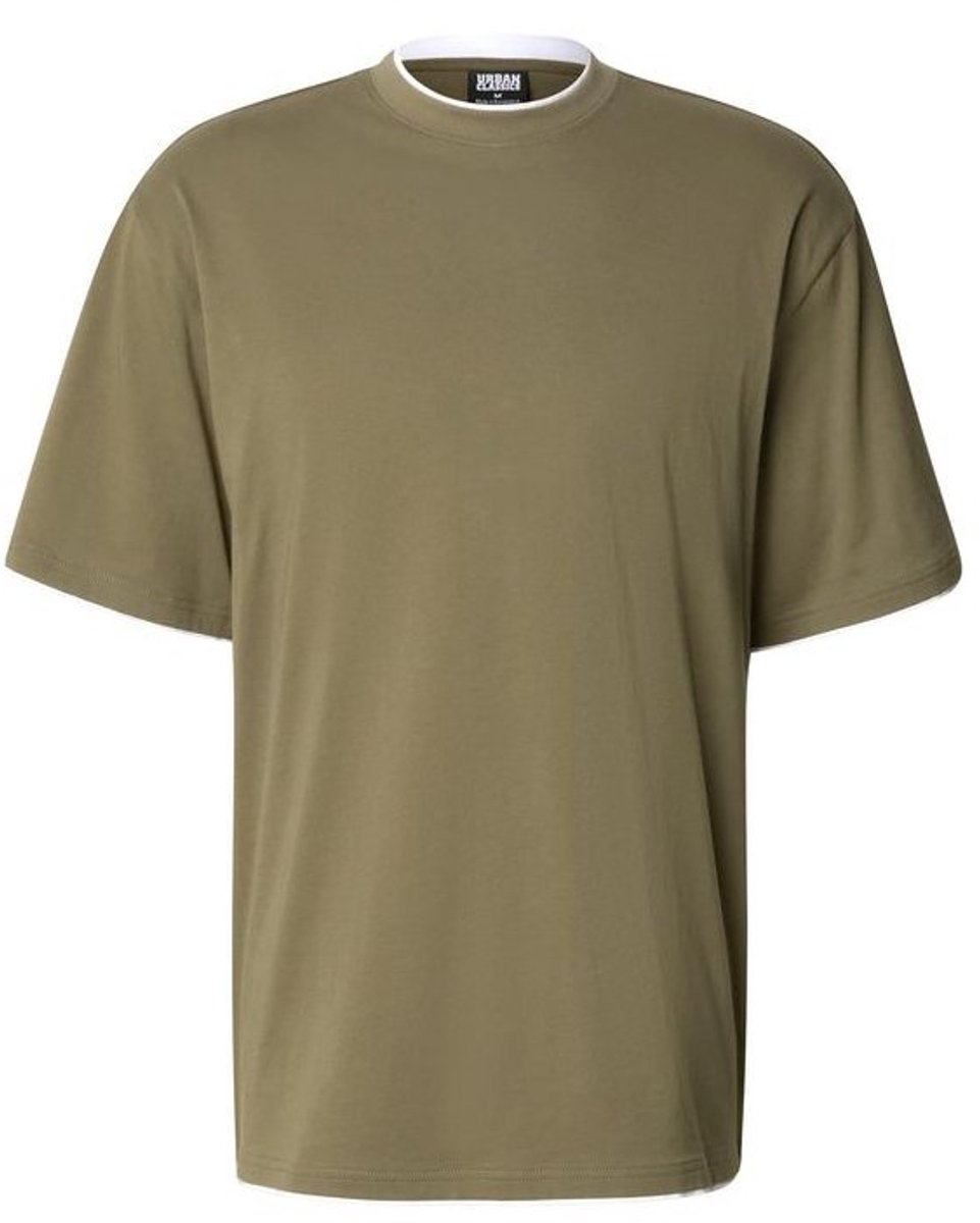 Urban Classics Contrast Tall Heren Tshirt XL Olijfgroen