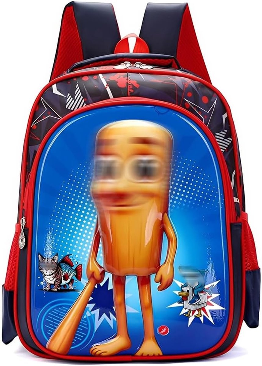Brain Rugzak voor kinderen, met 3D-print, cartoon, waterdicht, verstelbaar, grote capaciteit, meerkleurig, 30 x 16 x 38 cm