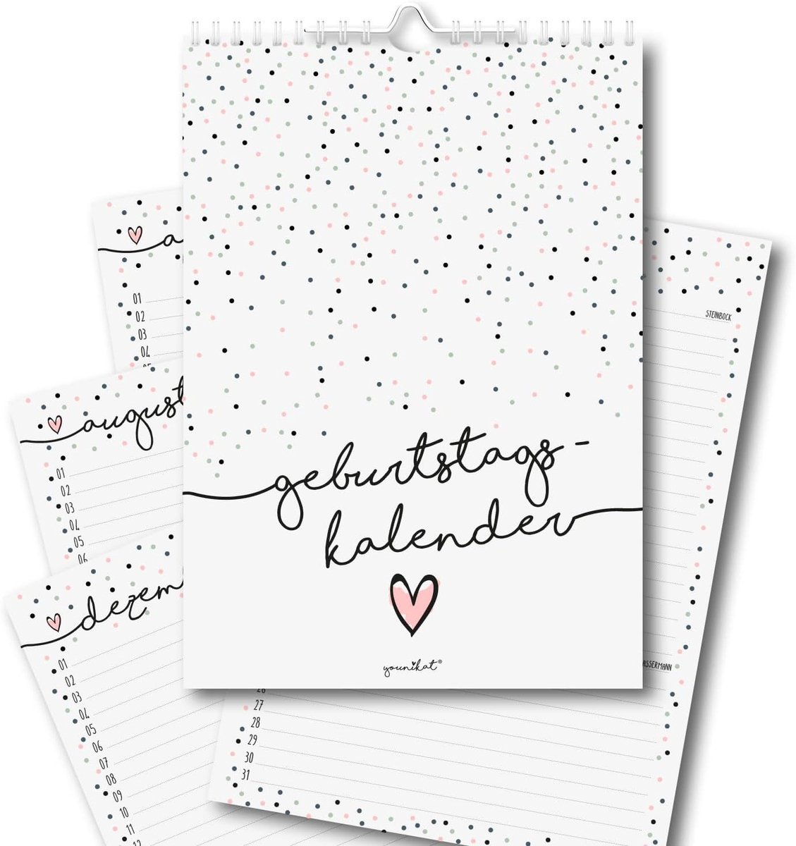 Verjaardagskalender - Multikleur - DIN A4 - Spiraalbinding - Voor Thuis of Op Kantoor