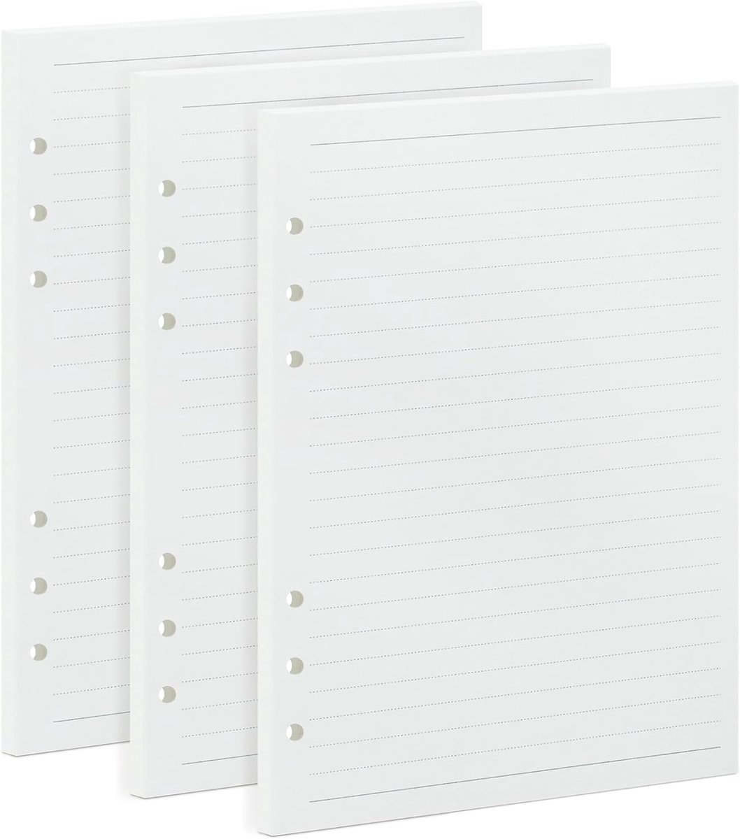 SnelShoppen - A5 Vullingen Gelinieerd 8mm - 135 Vel, 100gsm Crèmewit, 210x142mm - 6-Rings Papier voor Notitieboek, Bullet Journal, School, Kantoor & A