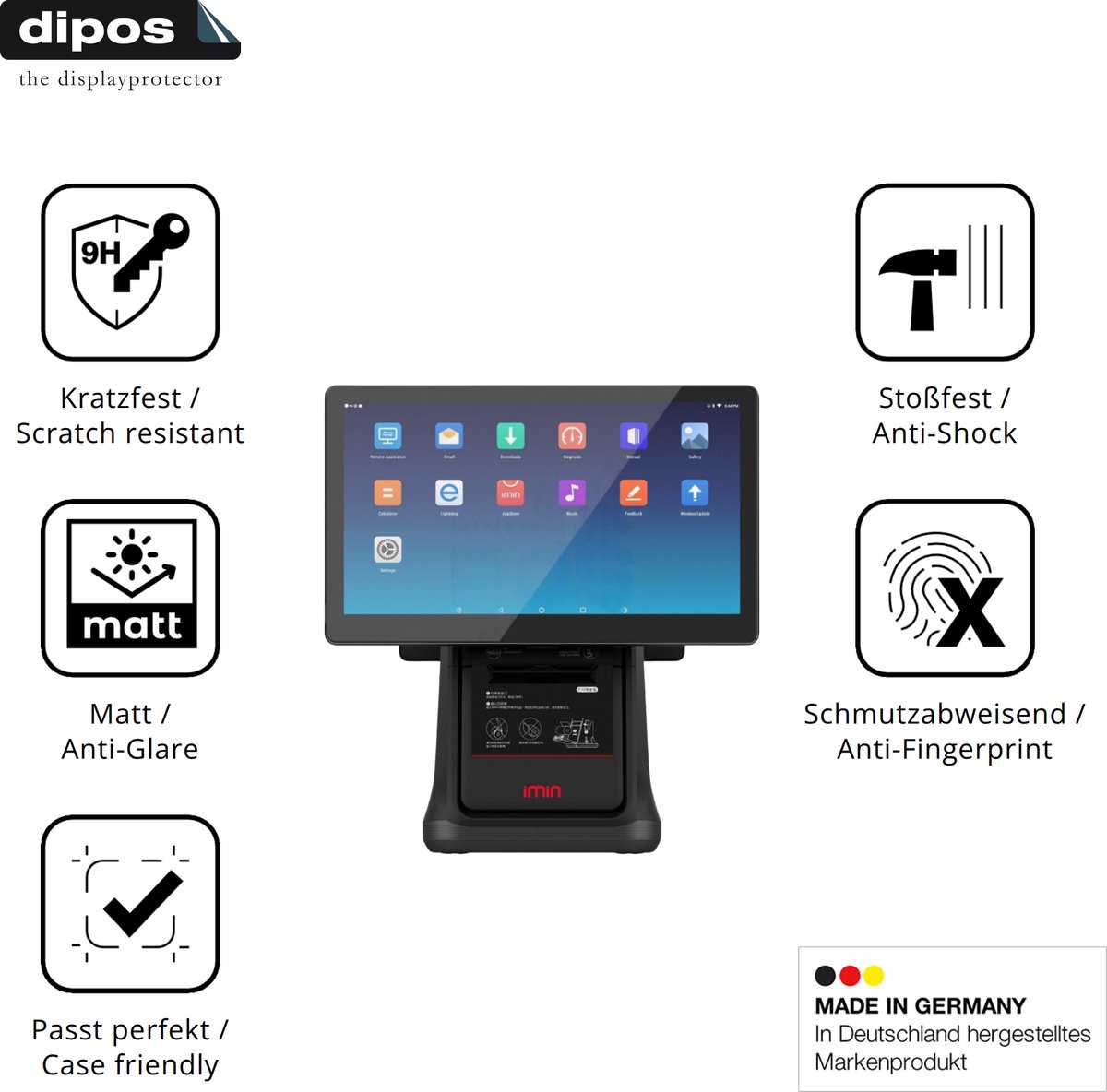 dipos – 2x Matte Pantserfolie geschikt voor IMIN D4 / Pro D4-503 D4-505 | 9H Screenprotector