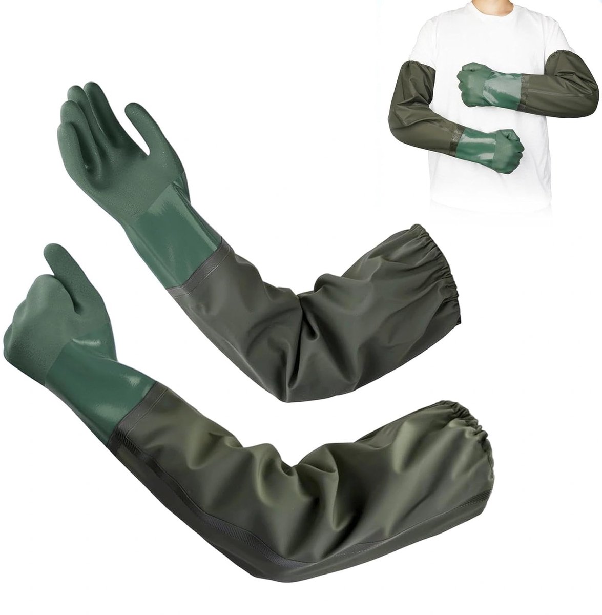 SnelShoppen - Lange Rubber Huishandschoenen 70 cm - Chemische Bescherming, Waterdicht, Antislip - Ideaal voor Reiniging, Vijver, Industrie, Landbouw,