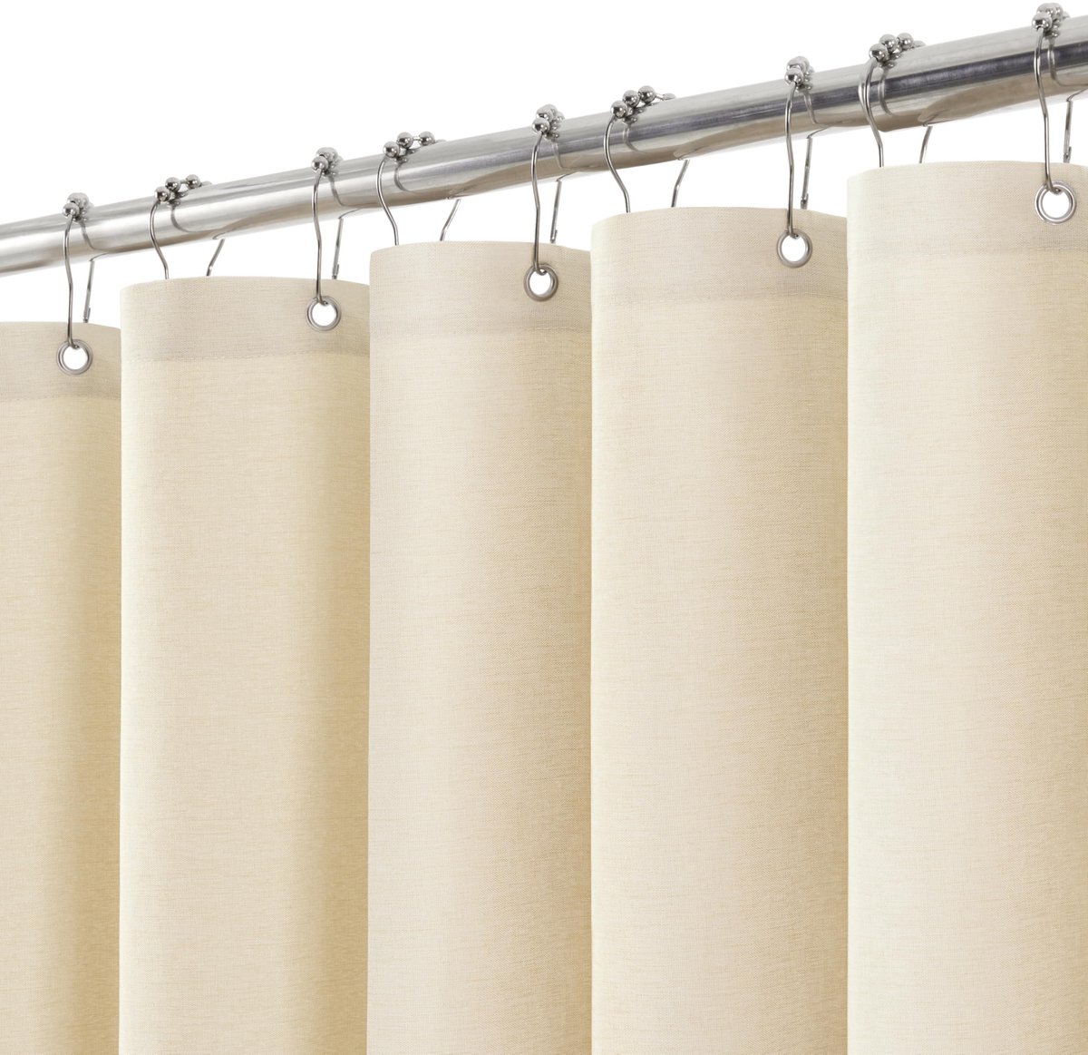 SnelShoppen - Douchegordijn Linnen Textuur Waterdicht met Metalen Ringen - Anti-schimmel Textiel Badgordijn 182 x 182 cm Beige voor Badkamer Douchecab