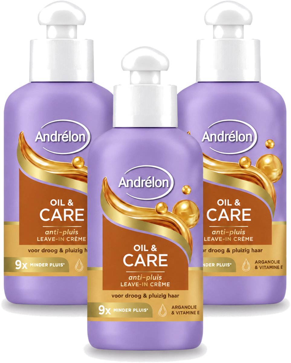 3 x Andrélon – Leave-In Crème – Oil & Care – 200 ml - Voordeelverpakking - 3 stuks