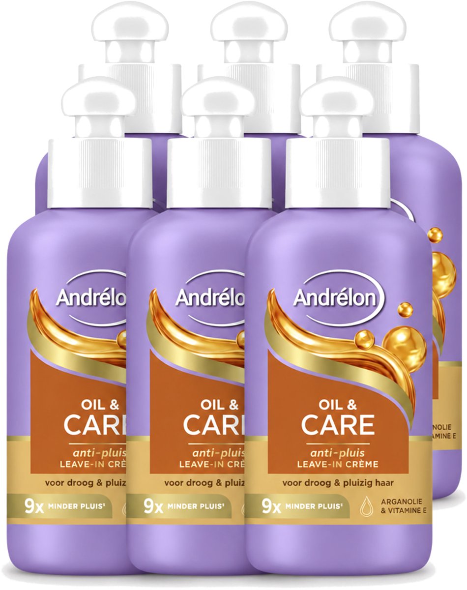 6 x Andrélon – Leave-In Crème – Oil & Care – 200 ml - Voordeelverpakking - 6 stuks
