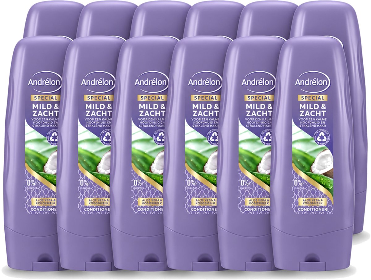 12 x Andrélon - Mild & Zacht - Conditioner - Voor Gevoelige Hoofdhuid - 300 ml - Voordeelverpakking - 12 stuks