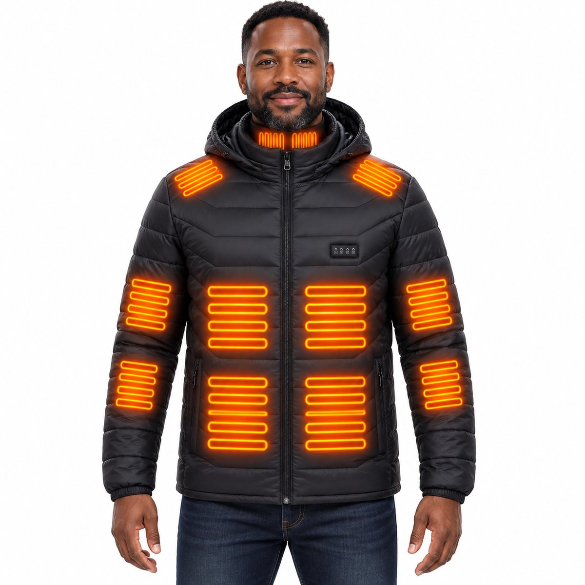 Currero Verwarmde Jas Heren Heating Jacket Thermo Jas Elektrische Kleding Jas Met Verwarming 24 Warmtezones Zwart