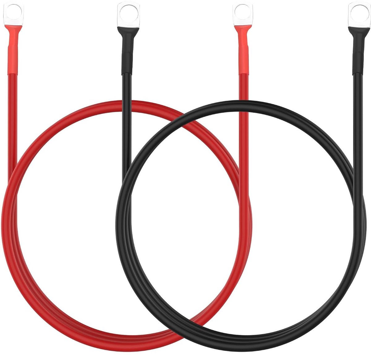 8 AWG batterijkabel, 8 AWG zuivere koperdraad met 5/16 inch kabelschoenen, geoptimaliseerd als omvormerkabel voor auto, camper, batterij en 12 V/24 V zonne-installaties, 1 meter, 1 paar