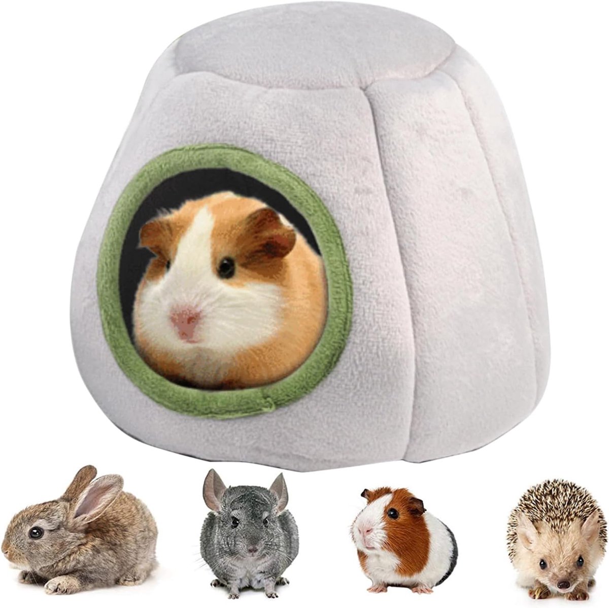 Hamsthuis en bed voor kleine dieren, inclusief chinchilla's en cavia's, met ophangoog, voor hamsters, chinchilla's, cavia's, kleine dieren (grijs A)