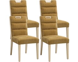 Chairus Rustieke het Dineren Stoelen 4pcs met Hoge Rugleuning, Chenille Geel