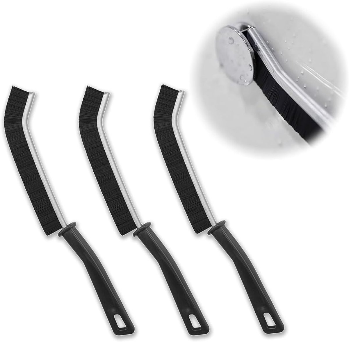 Voegenreiniger, borstel voor het reinigen van spleten, harde borstels, reinigingsborstel, doucheborstel, gapborstel, dieptereiniging voor keukens, badkamers, deuren, ramen, tegels (3 stuks)