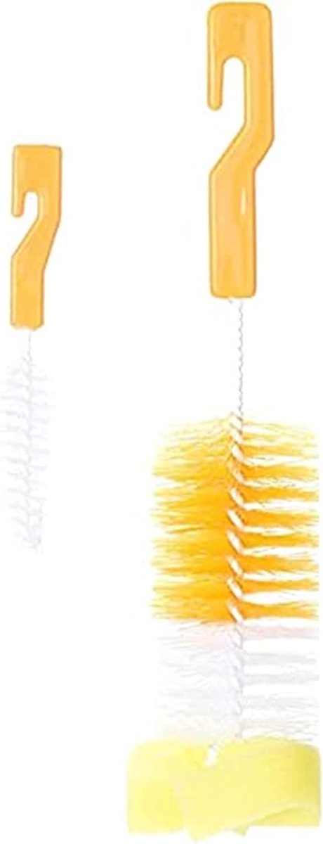 Flessenreiniger - Fles - Spons - 2 Stuk Pack - Geel Kleur - Cadeauidee voor Kerstmis en Verjaardag