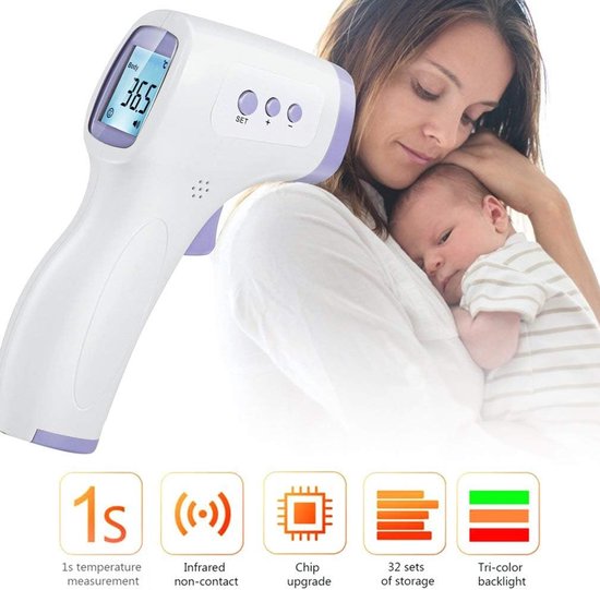 Infrarood Thermometer, Non-Contact Digitale Voorhoofd Pistool Met Koorts Alarm LCD Display Voor Kinderen Volwassenen Om Snel Te Meten Temperatuur — afbeelding 3
