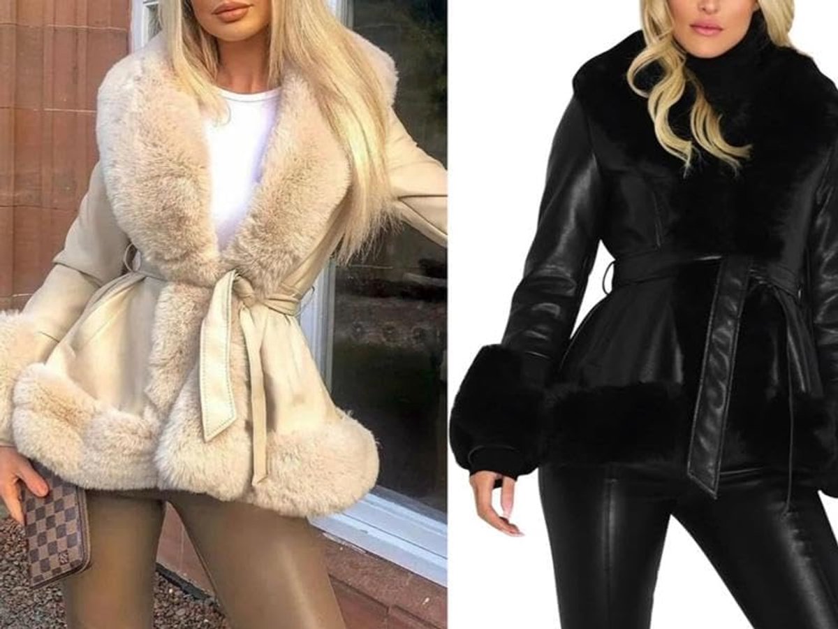 Kunstleer open voorkant pluche kraag riem outwear streetwear jas comfort