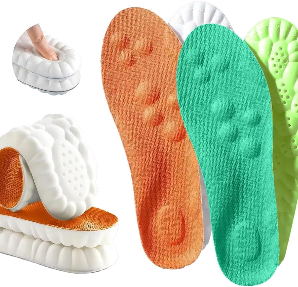 2 paar inlegzolen van traagschuim voor dames en heren, superzachte gel, vermindert voetpijn, dagelijks comfort, anti-vermoeidheid en schokdemping, stepper schoenen (41-42)
