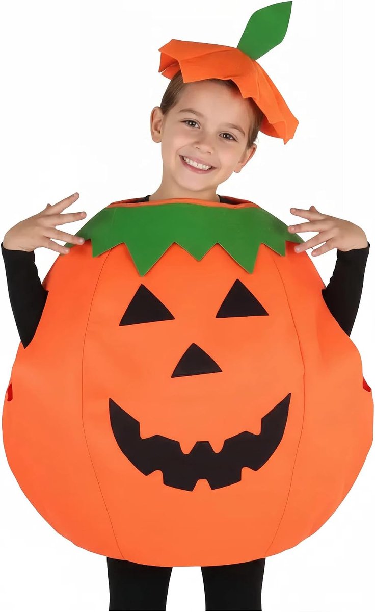 Verkleedkleding pompoen outfit kleding voor Halloween kostuum feest (S-kind)
