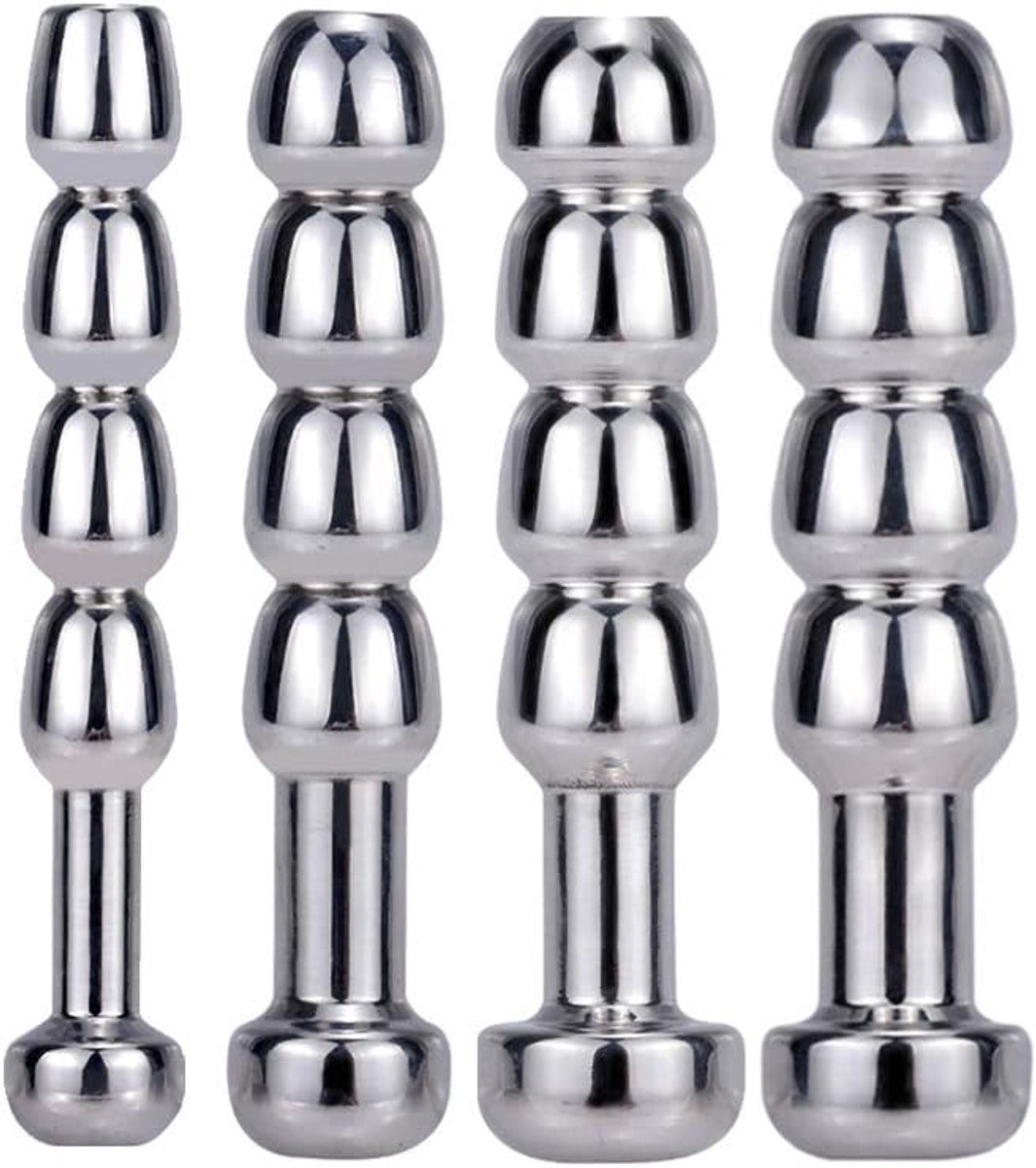 4 Stuks Roestvrijstalen Urethrale Dilatatorset Met Metalen Katheter voor Penispluggen voor Mannen, Urethrale Stimulatie en Masturbatie (0,4x5 cm)