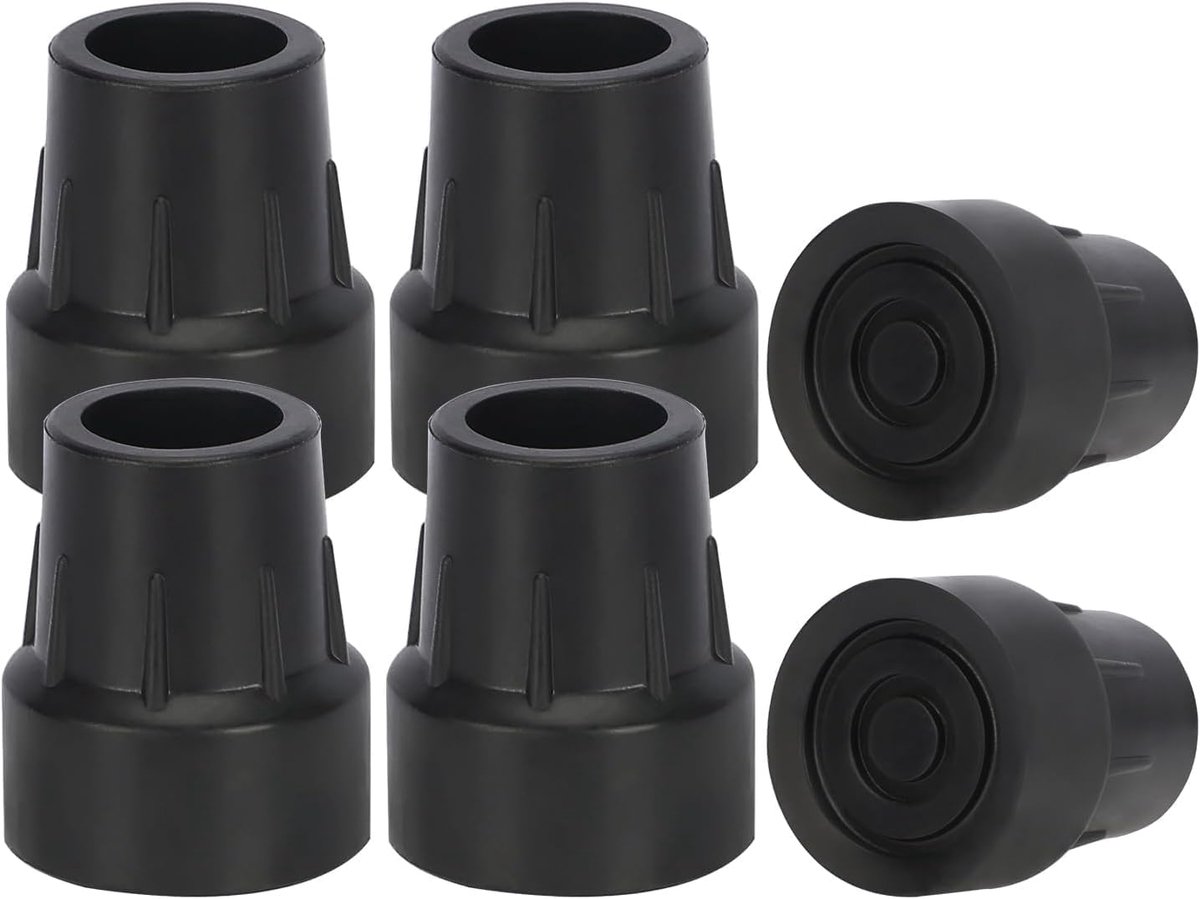 6 stuks steunpootdoppen 25 mm, stevig rubber, voor steunpoten/wandelstokken/stokken, rollators, stoelen, universeel antislip, zwart