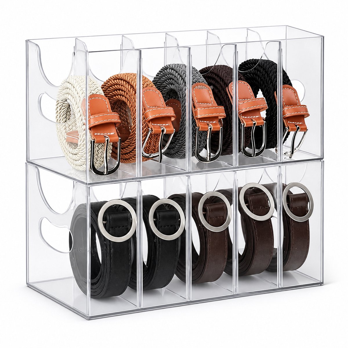 Molhaus Riemopberger met 6 Vakken - Transparante Opbergbox - Lade Organizer - Presentatiedoos - 35 x 15 x 11 cm