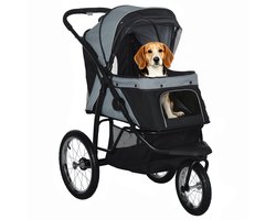 PawHut Hondenbuggy met 3 Wielen tot 20 kg - Hondenkar - Inklapbare Buggy voor Honden - Grijs