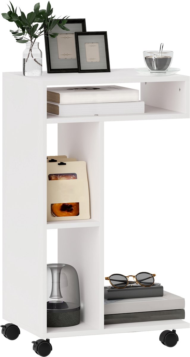 HOMCOM bijzettafel - spaanplaat - 40L x 30B x 69H cm - wit