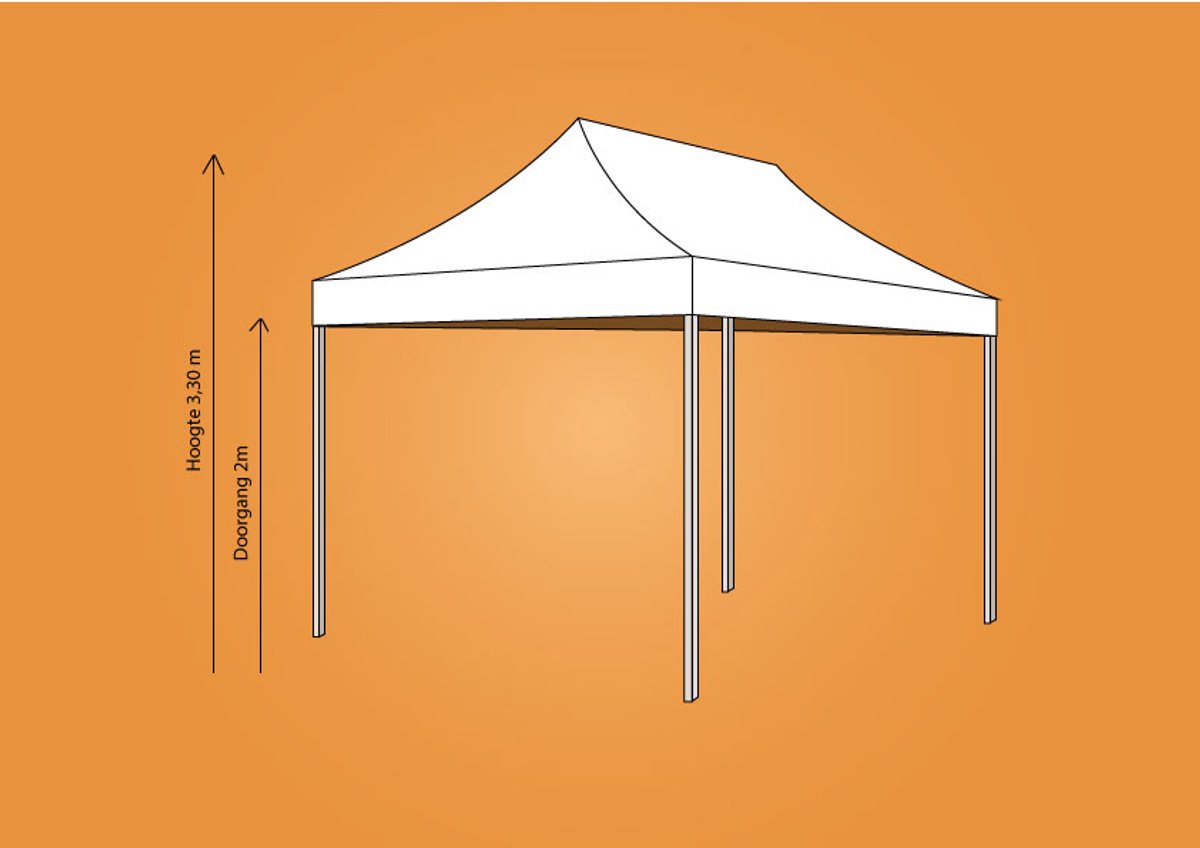 Ambisphere - Plooitent 3x4,5 - Vouwtent 3x4,5 - Easy Up 3x4,5 - ALU - Kleur: WIT