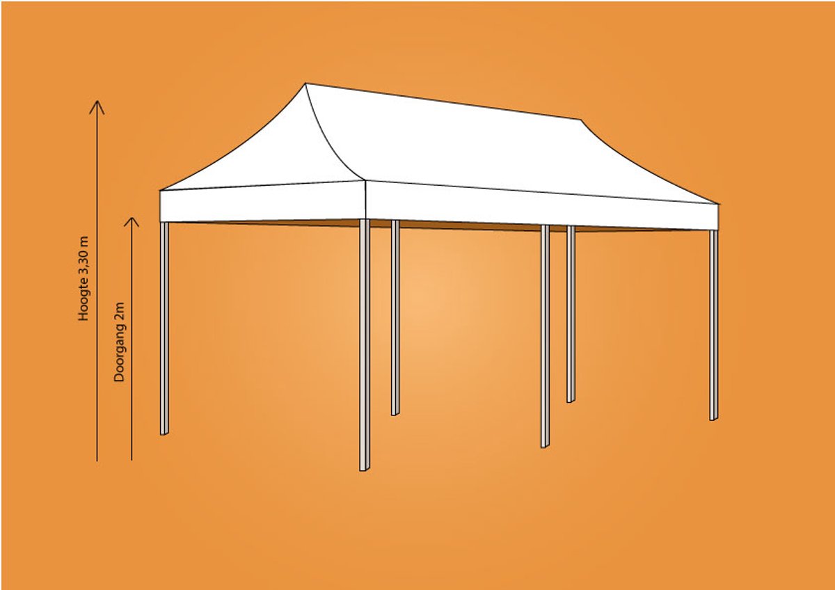 Plooitent 3x6 - Vouwtent 3x6 - Easy Up 3x6 - ALU - Kleur: WIT INCL ZIJWANDENSET