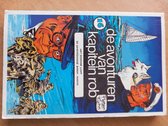 Couverture de livre avec le titre 'de avonturen van kapitein rob' et des illustrations d'un homme avec des lunettes et un chien avec un cigare.