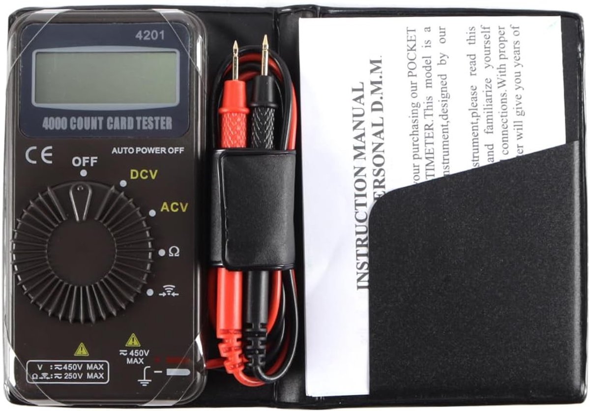 Compacte Digitale Multimeter voor AC/DC Spanning, Weerstand, Diode- en Beltest, Automatische Bereikfunctie, 4000 Tellingscapaciteit