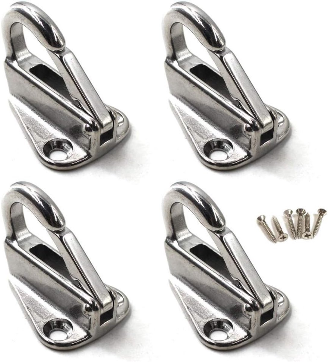 Marine Grade 316 RVS Spring Snap Hook voor Boten - Bevestigingsmateriaal met Schroeven (Set van 4) - Duurzaam en Roestvrij