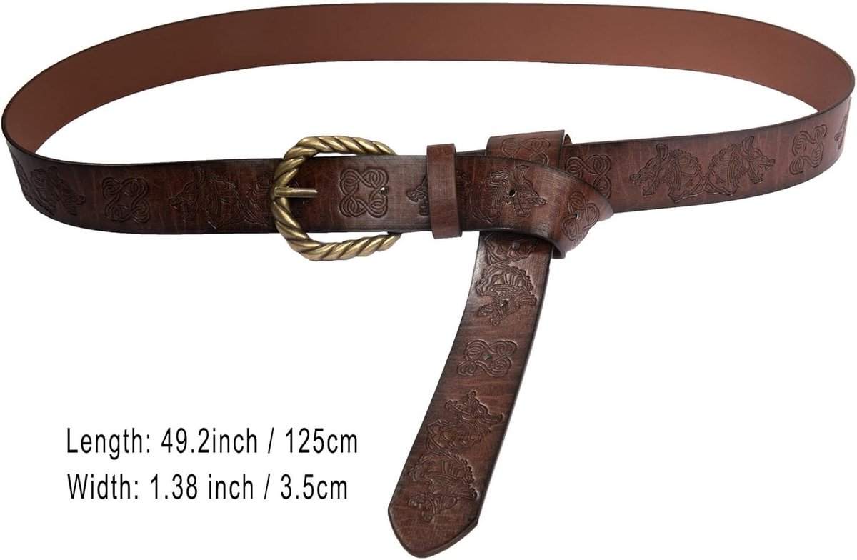 Renaissance Riem met Viking Draak Patroon, Faux Leer, Vintage Cosplay Accessoires voor Mannen, Middeleeuwse Kostuum Outfit